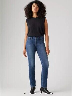 Levi's Women's Straight Jeans in Dark Blue Denim